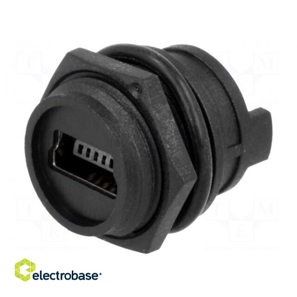 Socket | USB B mini | for panel mounting | soldering | straight | IP67 image 1