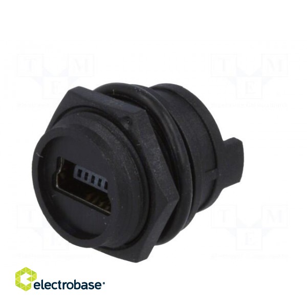 Socket | USB B mini | for panel mounting | soldering | straight | IP67 image 2
