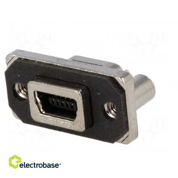 Socket | USB B mini | MUSB | on PCBs,for panel mounting,screw | THT image 2