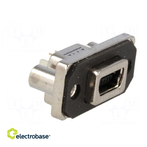 Socket | USB B mini | MUSB | on PCBs,for panel mounting,screw | THT image 8