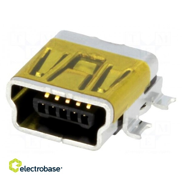Socket | USB B mini | on PCBs | SMT | PIN: 5 | horizontal фото 1