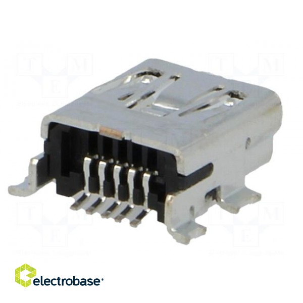 Socket | USB B mini | on PCBs | SMT | PIN: 5 | horizontal | gold-plated image 6
