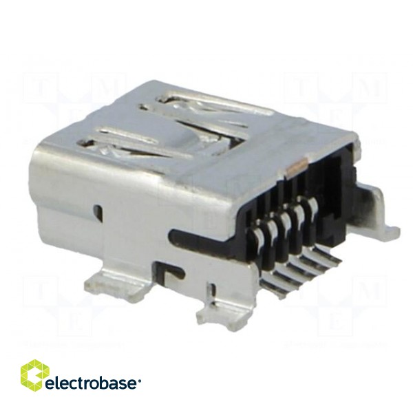 Socket | USB B mini | on PCBs | SMT | PIN: 5 | horizontal | gold-plated image 4