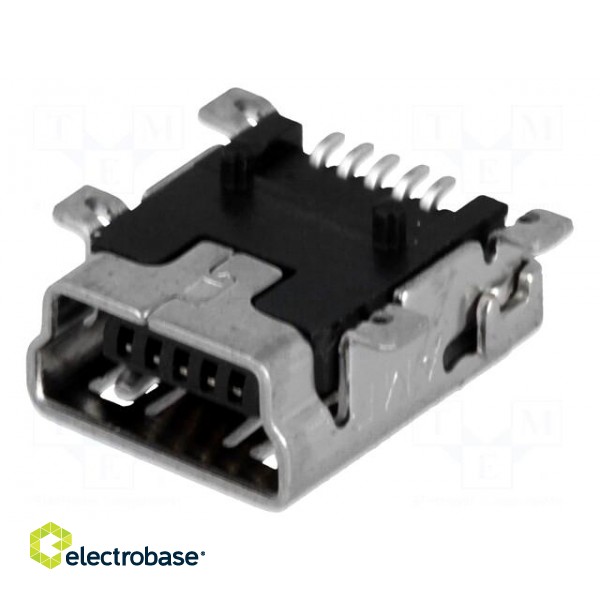 Socket | USB B mini | on PCBs | SMT | PIN: 5 | horizontal image 1