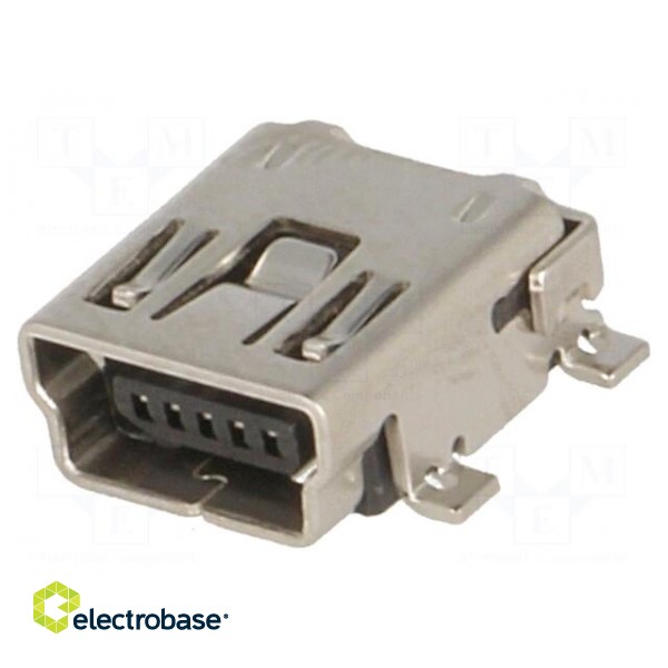 Socket | USB B mini | on PCBs | SMT | PIN: 5 | horizontal | Package: reel image 1
