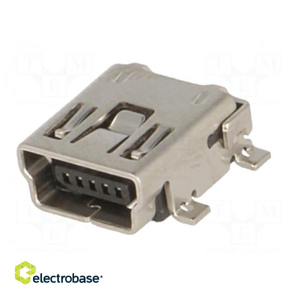 Socket | USB B mini | on PCBs | SMT | PIN: 5 | horizontal | Package: reel image 2