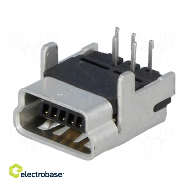 Socket | USB B mini | on PCBs | THT | PIN: 5 | angled 90° image 1