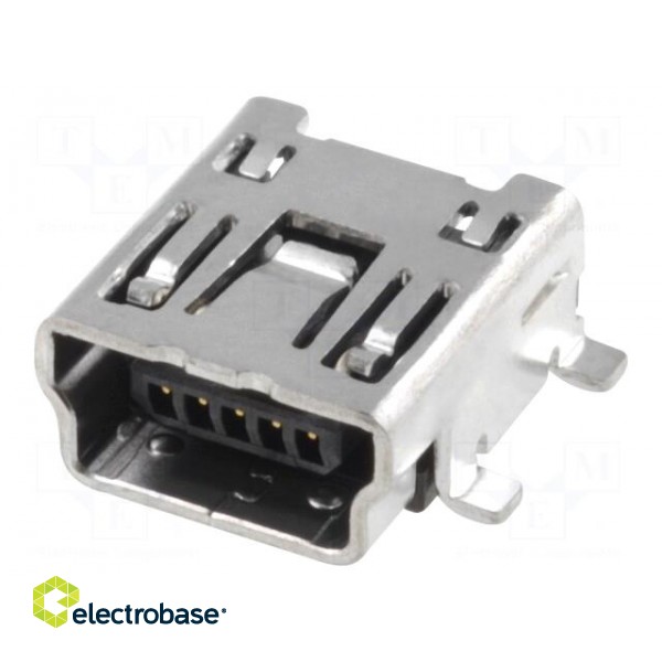 Socket | USB B mini | SMT | PIN: 5 | horizontal image 1