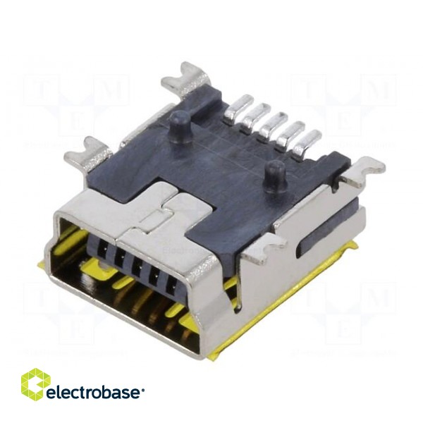 Socket | USB B mini | SMT | PIN: 5 | horizontal | tape | 750pcs. image 2