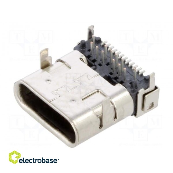 Socket | USB C | hybrid SMT/THT | PIN: 24 | horizontal | USB 3.2 | 5A