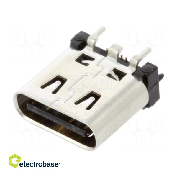 Socket | USB C | on PCBs | SMT | PIN: 16 | vertical | USB 3.1 | 5A | reel image 1