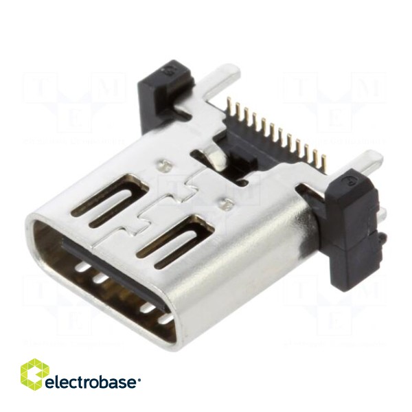 Socket | USB C | on PCBs | SMT | PIN: 24 | vertical | USB 3.1 | 5A | reel image 1