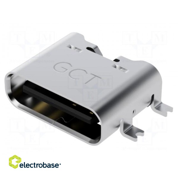 Socket | USB C | Fully SMT | PIN: 6 | horizontal | top board mount | 3A
