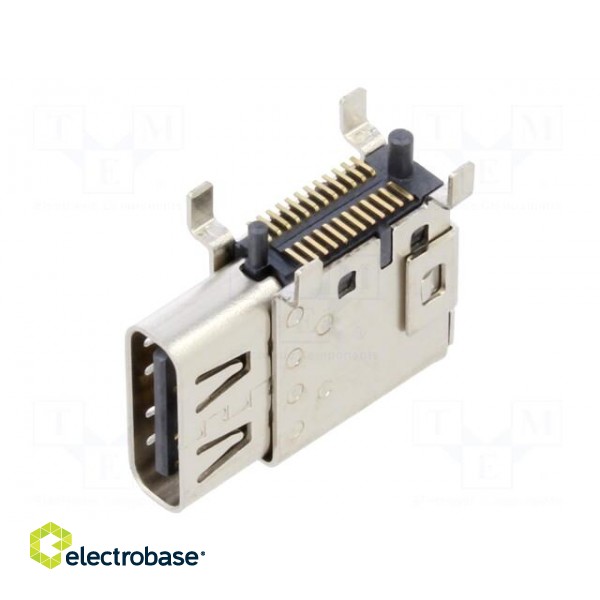 Socket | USB C | SMT | PIN: 24 | side,angled 90° | top board mount | 5A