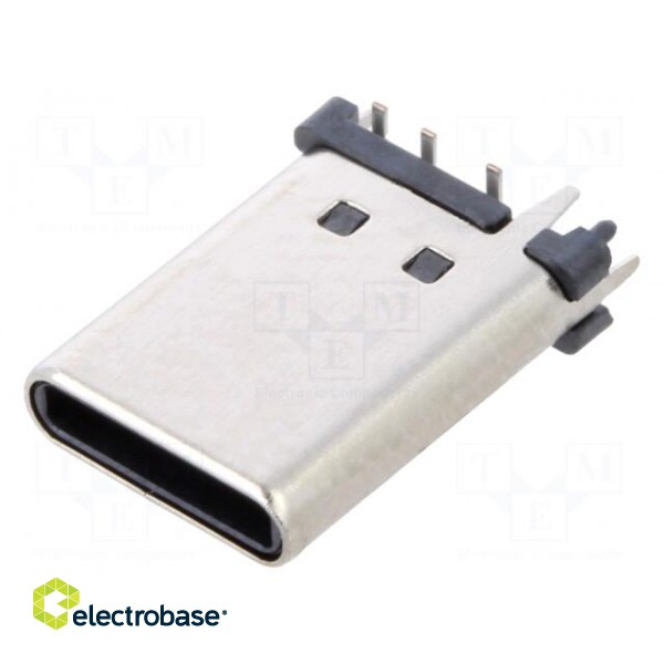 Plug | USB C | SMT | PIN: 6 | vertical | top board mount | USB-C | 3A