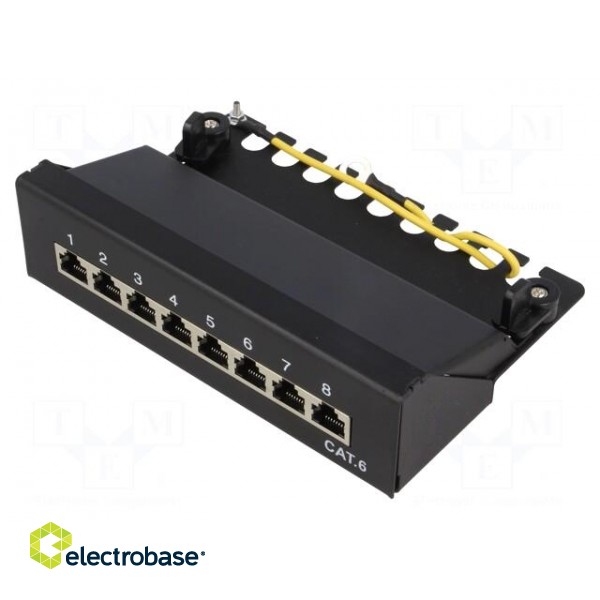 Patch panel | RJ45 | Cat: 6 | Colour: black | Number of ports: 8 фото 1