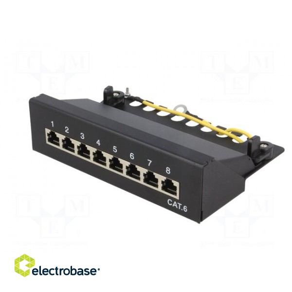 Patch panel | RJ45 | Cat: 6 | Colour: black | Number of ports: 8 фото 2