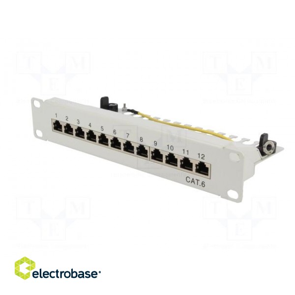 Patch panel | RJ45 | Cat: 6 | RACK | Colour: grey | Number of ports: 12 image 3