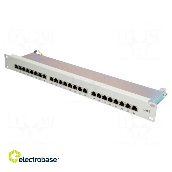 Patch panel | RJ45 | Cat: 6 | RACK | grey | Number of ports: 24 | 19" image 1