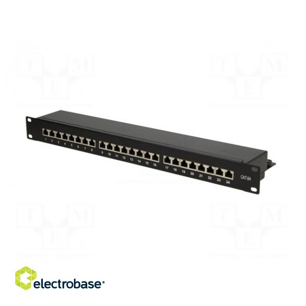 Patch panel | RJ45 | Cat: 6a | RACK | Colour: black | Number of ports: 24 фото 3