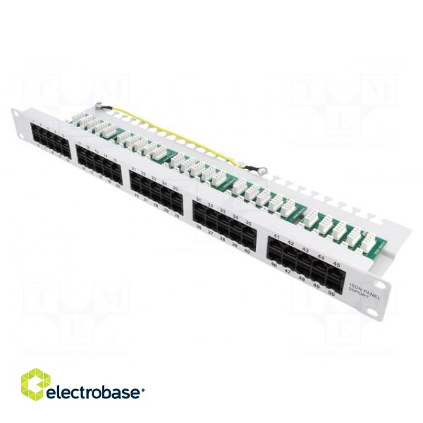 Patch panel | RJ45 | RACK | Colour: grey | Number of ports: 50 image 1