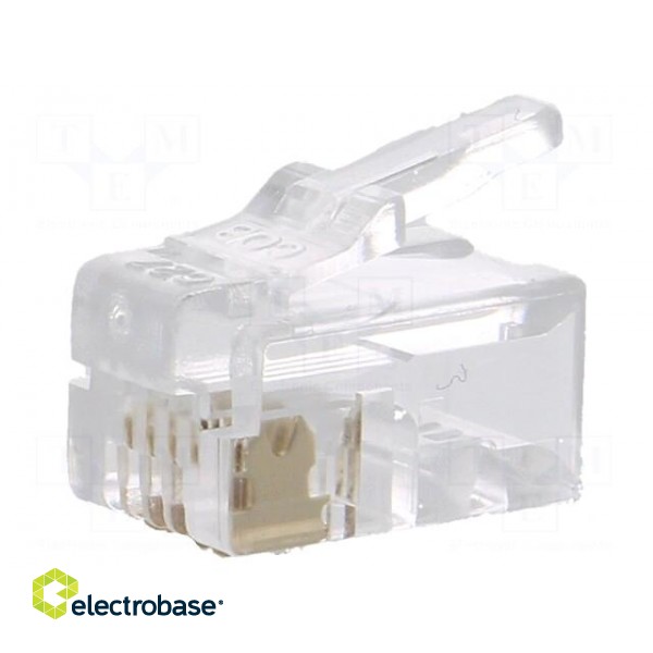 Plug | RJ10 | PIN: 4 | unshielded | gold-plated | Layout: 4p4c | 26AWG | IDC image 1