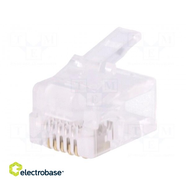 Plug | RJ12 | PIN: 6 | unshielded | gold-plated | Layout: 6p6c | for cable image 1