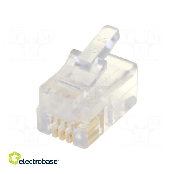 Plug | RJ9 | PIN: 4 | Layout: 4p4c | for cable | IDC,crimped image 1