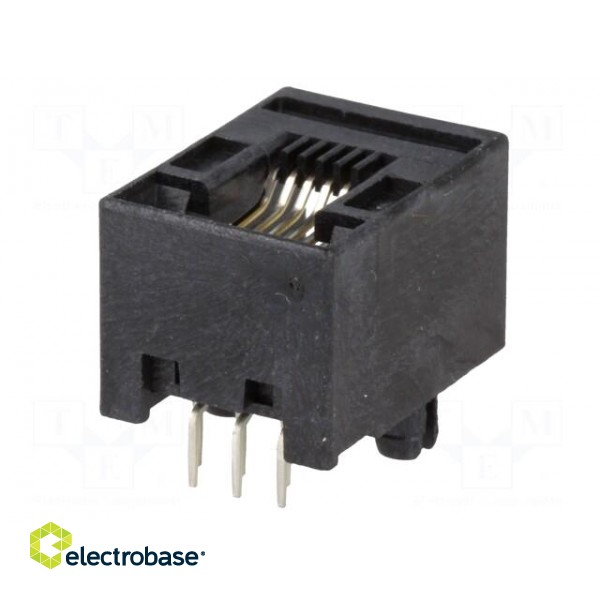 Socket | RJ12 | PIN: 6 | Cat: 3 | low profile | Layout: 6p6c | THT фото 6