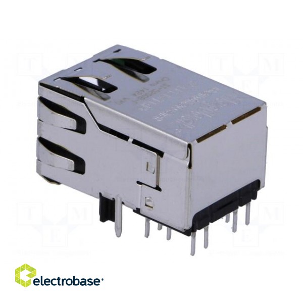 Connector: RJ45 | socket | PIN: 8 | shielded,PoE,with LED | THT | angled image 4