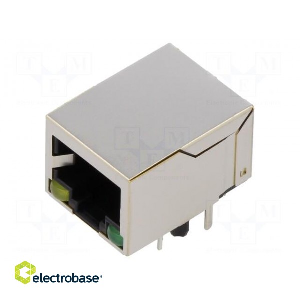 Socket | RJ45 | PIN: 8 | shielded,with LED | Layout: 8p8c | THT