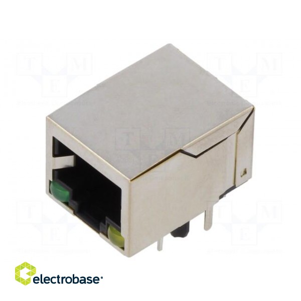 Socket | RJ45 | PIN: 8 | shielded,with LED | Layout: 8p8c | THT