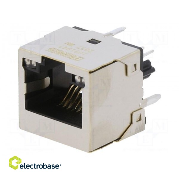 Socket | RJ45 | PIN: 8 | with LED | gold-plated | Layout: 8p8c | on PCBs image 1