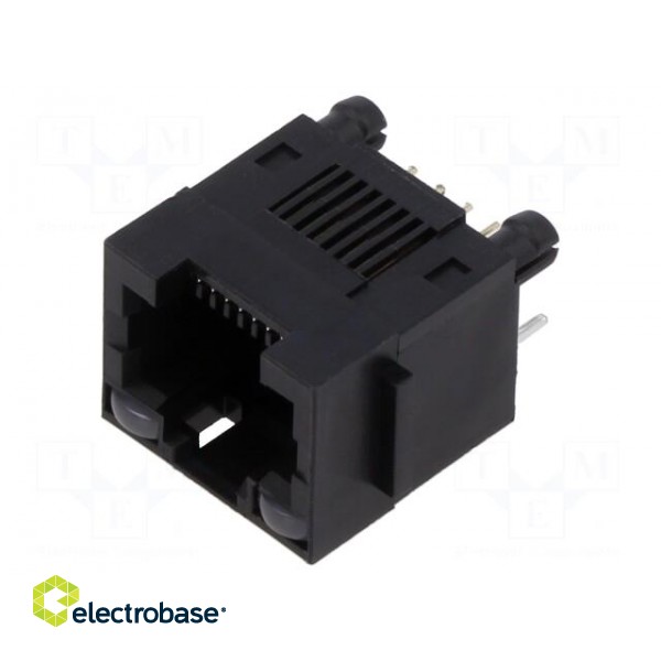 Socket | RJ45 | PIN: 8 | with LED | Layout: 8p8c | on PCBs,PCB snap | THT