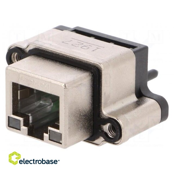 Socket | RJ45 | with LED | IP67 | THT | for panel mounting | straight image 1