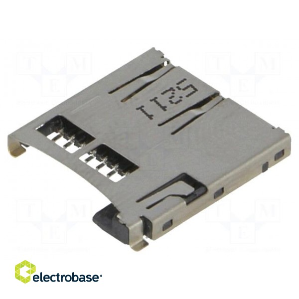 Connector: for cards | SD Micro | push-push | SMT | gold-plated image 1