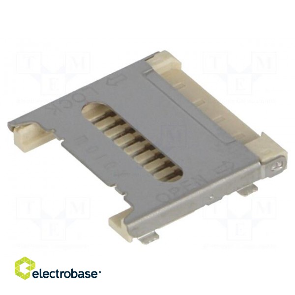 Connector: for cards | SD Micro | shielded,with hinged cover | SMT image 1