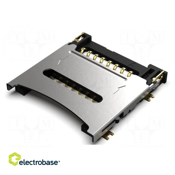 Connector: for cards | microSD | with hinged cover | SMT | gold flash