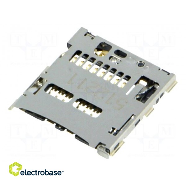 Connector: for cards | SD Micro | without card tray | SMT | PIN: 8 image 1