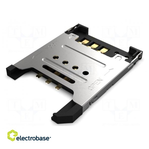 Connector: for cards | Mini SIM | with hinged cover | SMT | PIN: 6