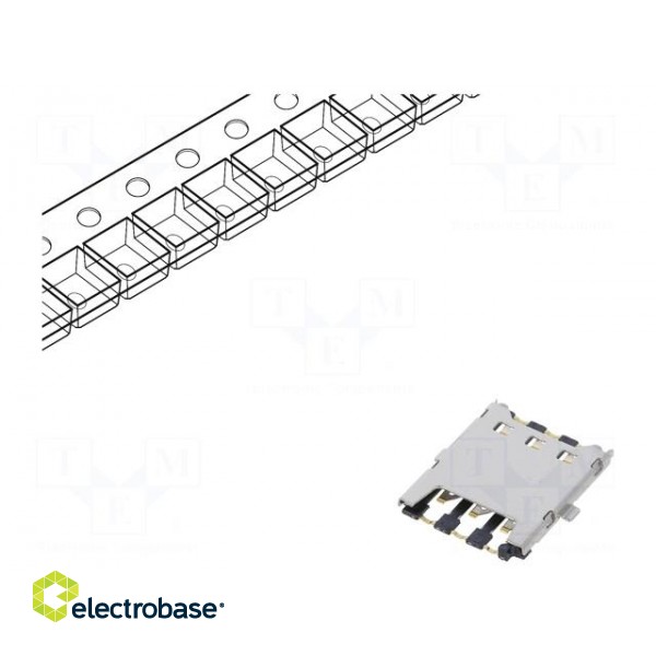 Connector: for cards | Nano SIM | push-pull,with hinged cover | SMT image 1