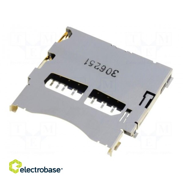 Connector: for cards | SD | shielded,push-push | SMT | gold-plated image 1