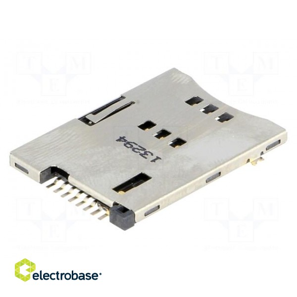 Connector: for cards | SIM | push-push | SMT | gold-plated | 500mA image 1