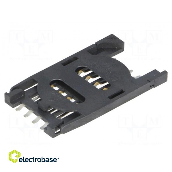 Connector: for cards | SIM | with hinged holder | SMT | gold-plated image 1