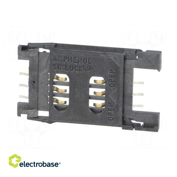 Connector: for cards | SIM | with hinged holder | SMT | PIN: 6 | 2.5mm image 3