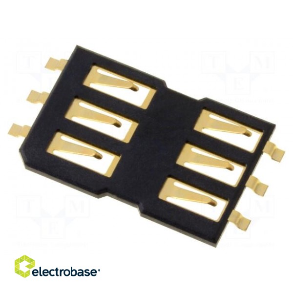 Connector: for cards | SIM | without ejector,without cover | SMT paveikslėlis 1