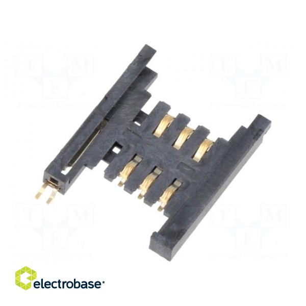 Connector: for cards | SIM | without ejector | SMT | gold flash | PIN: 6 paveikslėlis 1