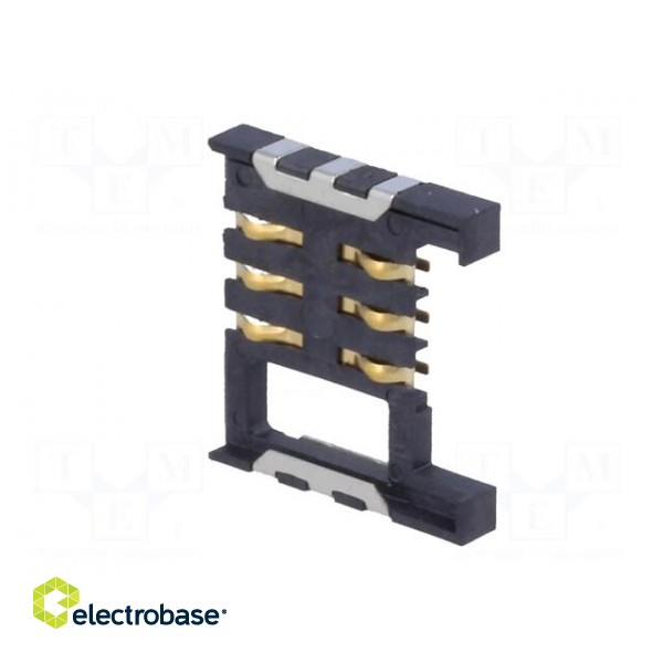 Connector: for cards | SIM | without ejector | SMT | gold flash | PIN: 6 paveikslėlis 4