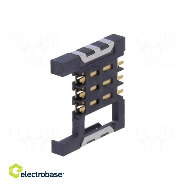 Connector: for cards | SIM | without ejector | SMT | gold flash | PIN: 6 paveikslėlis 6