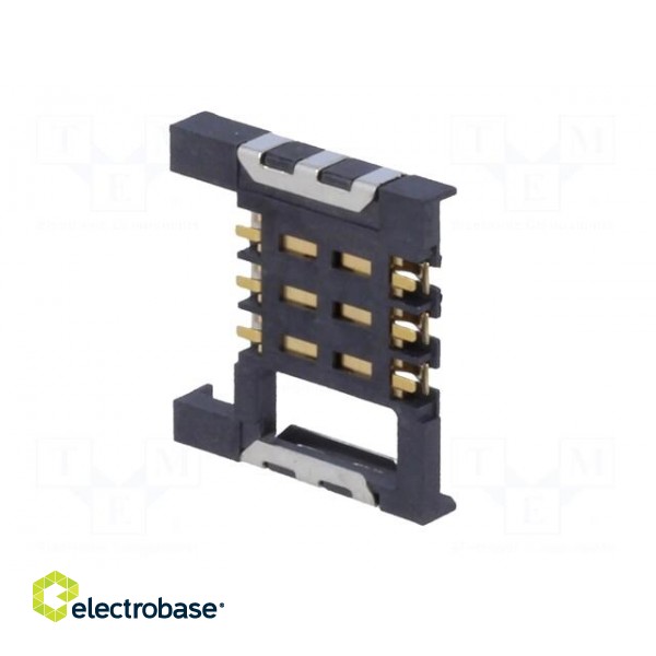 Connector: for cards | SIM | without ejector | SMT | gold flash | PIN: 6 paveikslėlis 8